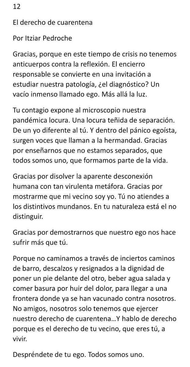 Un precioso mensaje de Itziar Pedroche Santoveña