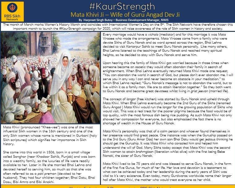 WestMids550's tweet photo. #KaurStrength - Recognising the role of women in sikh history, society and leadership.
Mata Khivi Ji’s legacy of service, devotion and langar (free kitchen) institutionalised these important practices within the Sikh faith. A really important woman in our rich Sikh heritage. https://t.co/MpiwNGW6zP