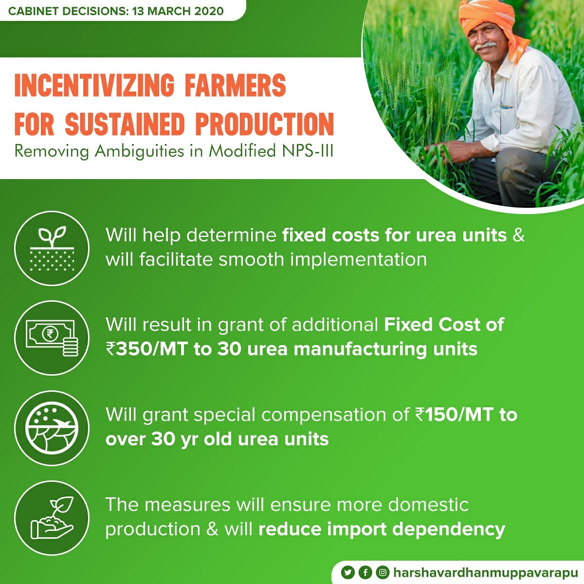 vardhan08's tweet image. The #farmers of the #country are put at the fore front and are being facilitated with the best of #subsidiaries. 
Compensation and measure taken by the #Modi #government is making every farmers free from #import dependency.

#ModihaitohMumkinhai #india #Bjp #bjp4india #Amitshah