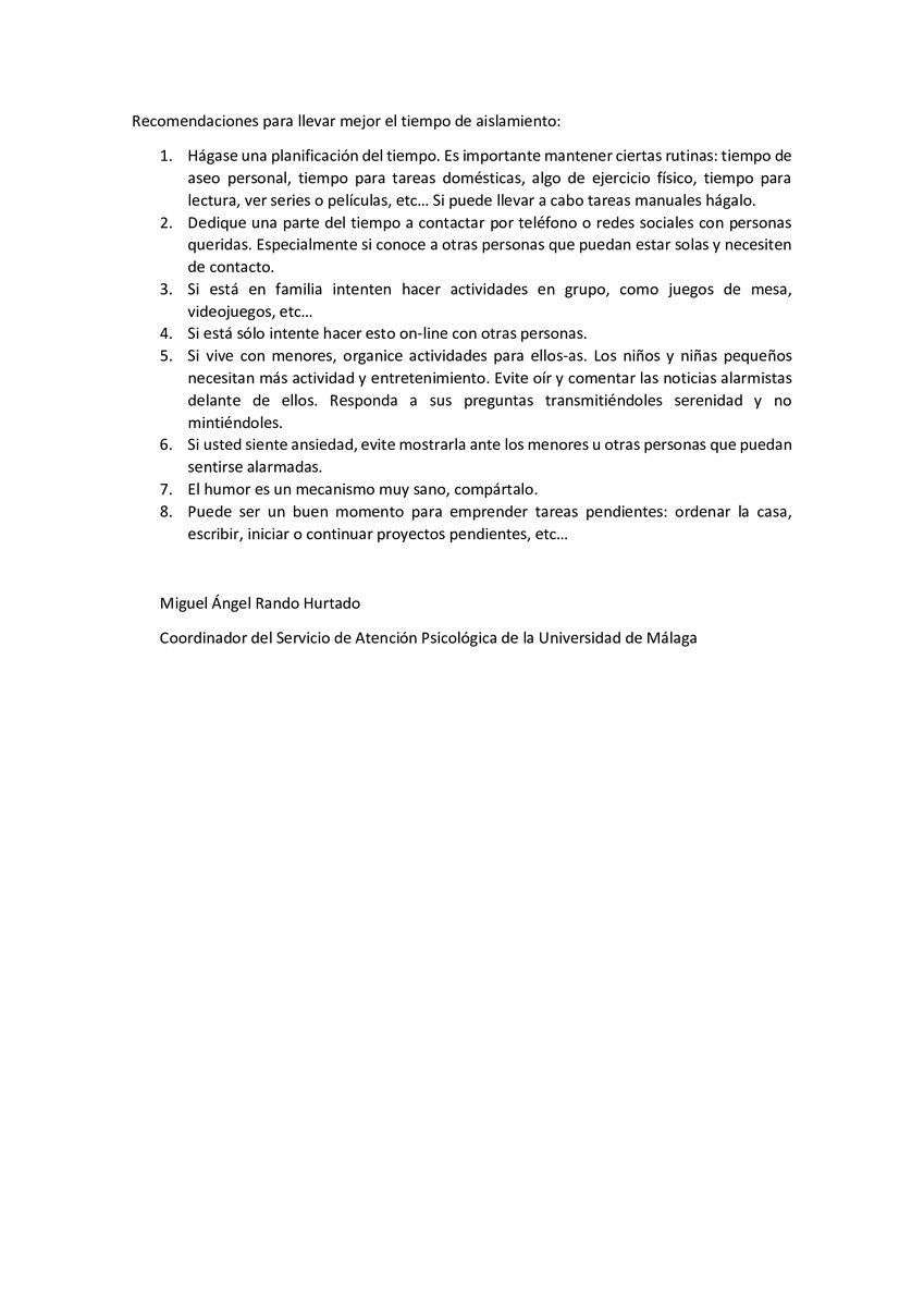 SAP_UMA's tweet photo. Recomendaciones para ocupar el tiempo durante el confinamiento https://t.co/gM3qYXxdoB
