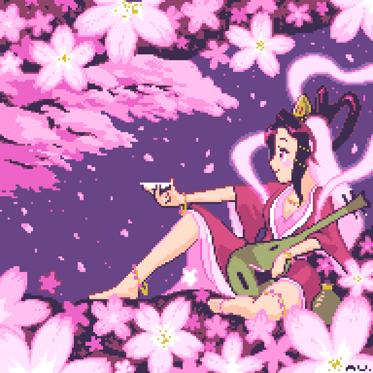 あうたろ コノハナノサクヤヒメ 日本古来の桜の女神様 Dotpict Pixelart ドット絵 咲いて散る桜ドッターの逸品