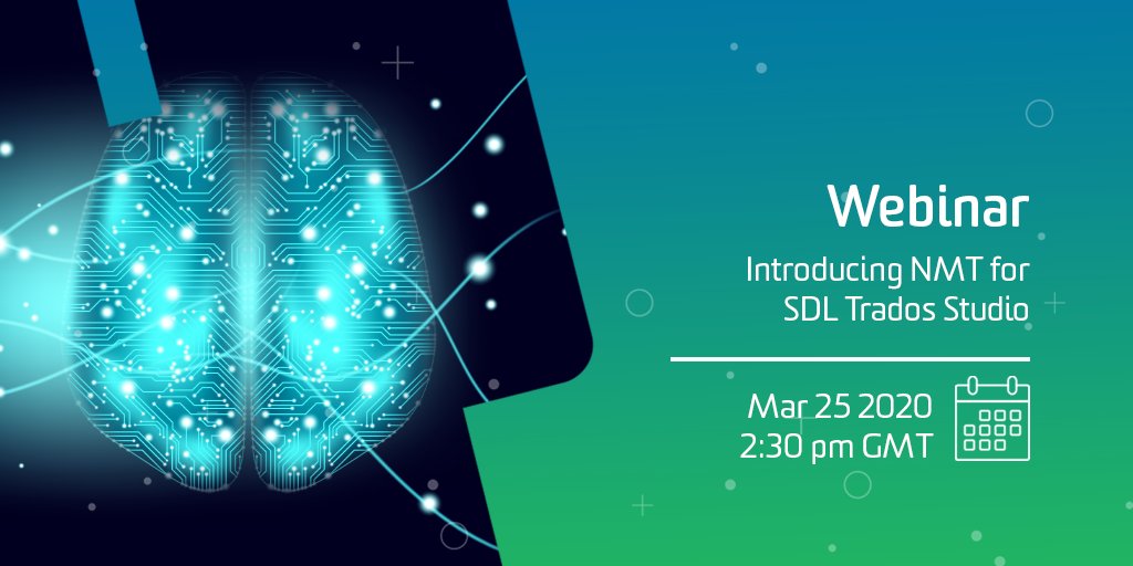 rwstrados's tweet photo. Join Daniel Brockmann and @Neil_SDL on March 25 for a comprehensive introduction to the new state-of-the-art Neural #MachineTranslation (NMT) capabilities of #SDLMachineTranslation, waiting for you inside #SDLTradosStudio 2019: 👉 https://t.co/OQlF9esSc6

#MT https://t.co/RPo0fF5vom