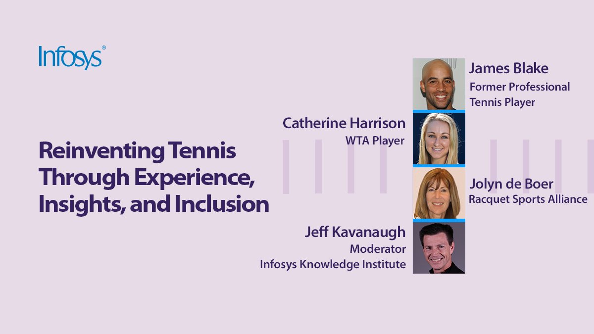 Infosys's tweet photo. Love it or not, #tennis is here to stay. Find out about the future of the game in a live video panel. Join @Infosys_IKI today, March 16th for insight from tennis pros. Click the link for the this #digitalexperience https://t.co/tMnrk3fJGe #InfosysKnowledgeInsitute https://t.co/Vtul45jif2