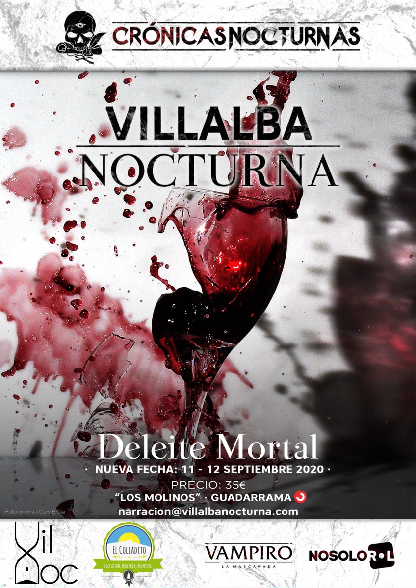 Cambiamos fechas para nuestra próxima sesión de la crónica de Vampiro.

Procurad que no os alcance la muerte definitiva hasta septiembre, vastagos de la sierra.

#larp #rolenvivo #vampirolamascarada #vampirov5
<a href="/Nosolorol/">Nosolorol</a>
<a href="/CroNocturnas/">Crónicas Nocturnas</a>