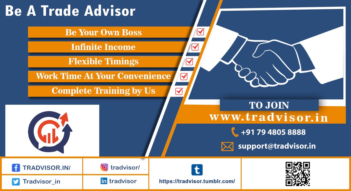 Tradvisor_in's tweet photo. Be A #Trade #Advisor
Be Your Own #Boss
Infinite #Income
Flexible #Timings
#Work Time at your Convenience
Complete Training by Us
#Tradvisor #Best #B2Bwebsite #Platform #Business #Trading #Advice #Ahmedabad #Gujarat #India #B2BPlatform #Industrial #Advertising #startup https://t.co/vkLCBJ4IXu