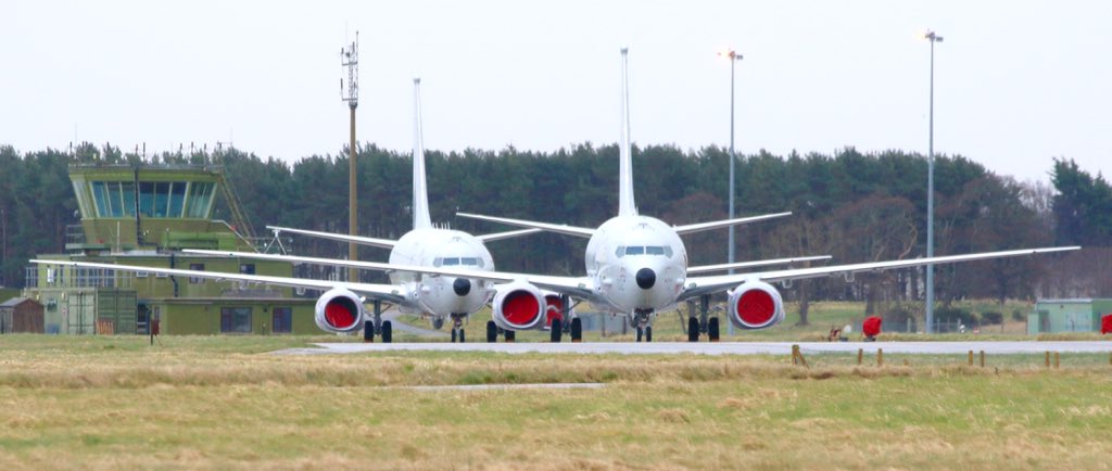 Hugh6303's tweet photo. Had another flying lesson out of #KinlossBarracks yesterday and two of the RAFs newest arrivals sat on the apron @CXX_Squadron @RAFLossiemouth #P8 #SubHunters #SkiesAndSeas https://t.co/192wNut2bX