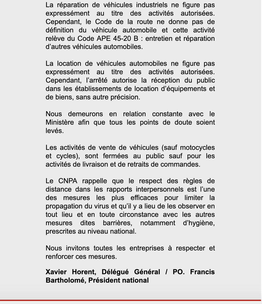 mobiliansfr's tweet photo. #Covid-19: quelles sont les activités commerciales automobiles concernées par l'arrêté du 15 mars 2020, publié au JO ce jour ? Le #Cnpa apporte ce matin tous les éclairages nécessaires à la bonne interprétation du texte
#automobile #mobilité #coronavirus https://t.co/kVmksfoNjb