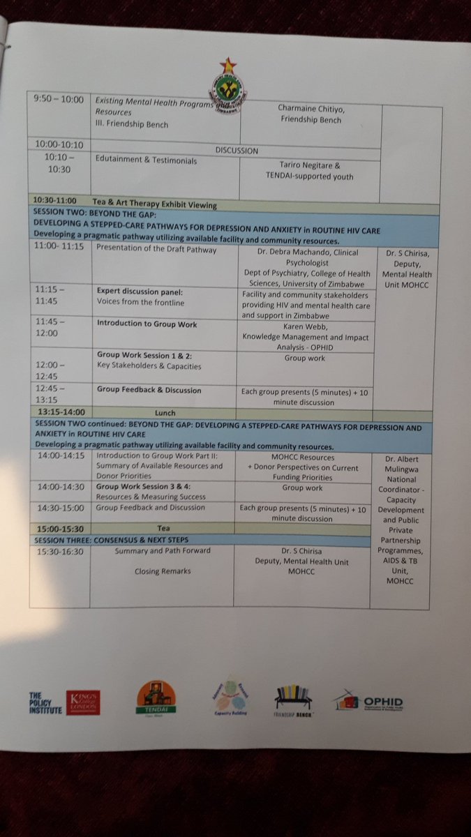 walter_mangezi's tweet photo. Strengthening Mental Health in HIV Workshop: Moving from Policy to Routine.
Panel discussion of experts in the #community. Very rich and informative.
@StripeHiv @Afrehealth @perfect @IGHSatUCSF #CHIP_ZimHIV #IPE #UCSFGlobalHealth @TENDAI_program
#HIV #mentalhealthmatters https://t.co/aFgS1L3l71