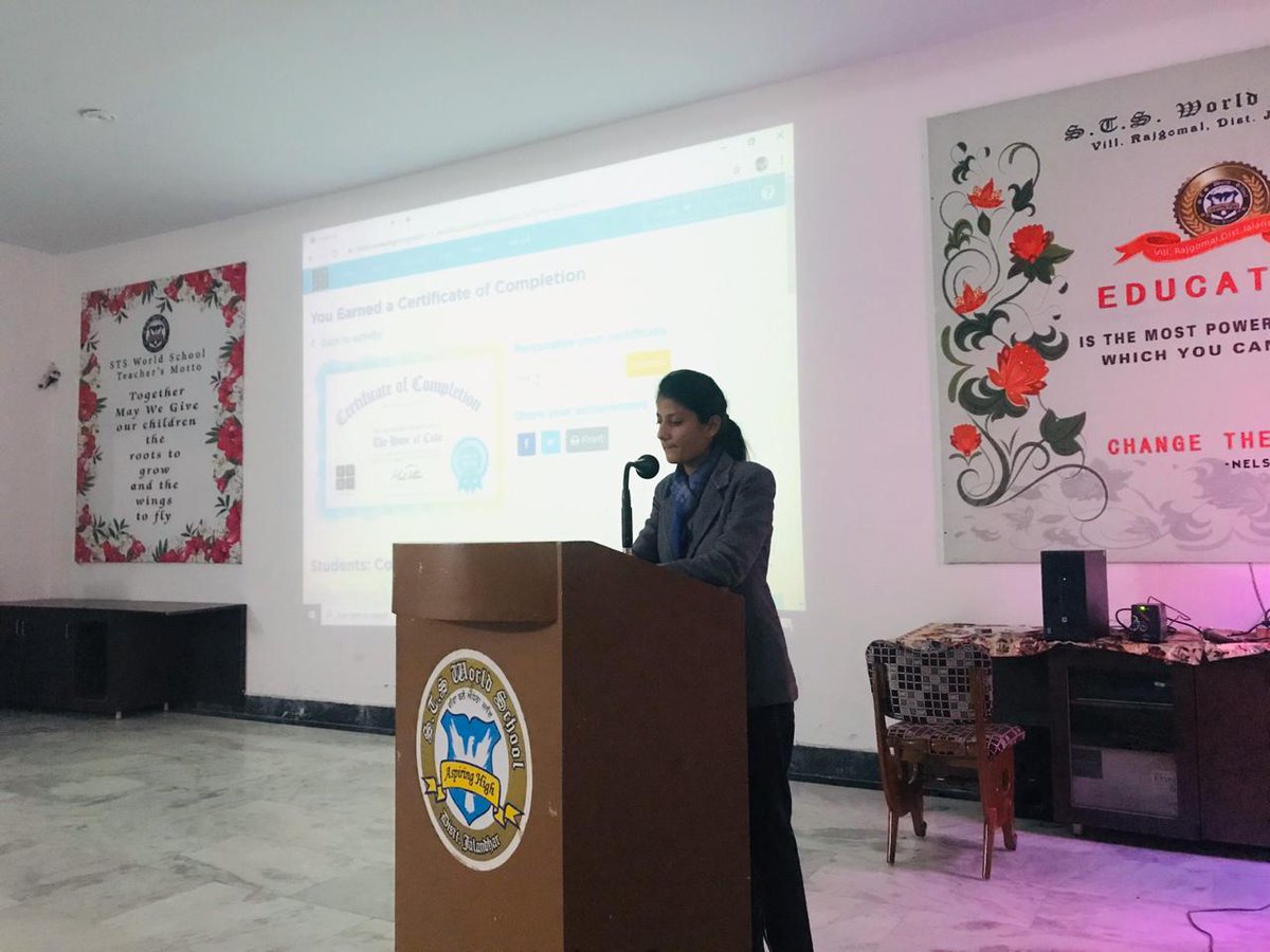Seminar by Ms. Komal on Hour Of Code .Teachers learn about the simple steps they can take to prepare their class for an Hour of Code. <a href="/Prabhjo60556013/">Prabhjot Gill</a> <a href="/kbkaushik1/">Kaushik Biswas</a> <a href="/vjauhari1/">類(ルイ)／投資家</a> <a href="/zelfstudie/">koentimmers</a> <a href="/JuanaTech/">Juana Technologies</a> <a href="/MicrosoftEDU/">Microsoft Education</a> <a href="/hourofcode/">Hour of Code</a>