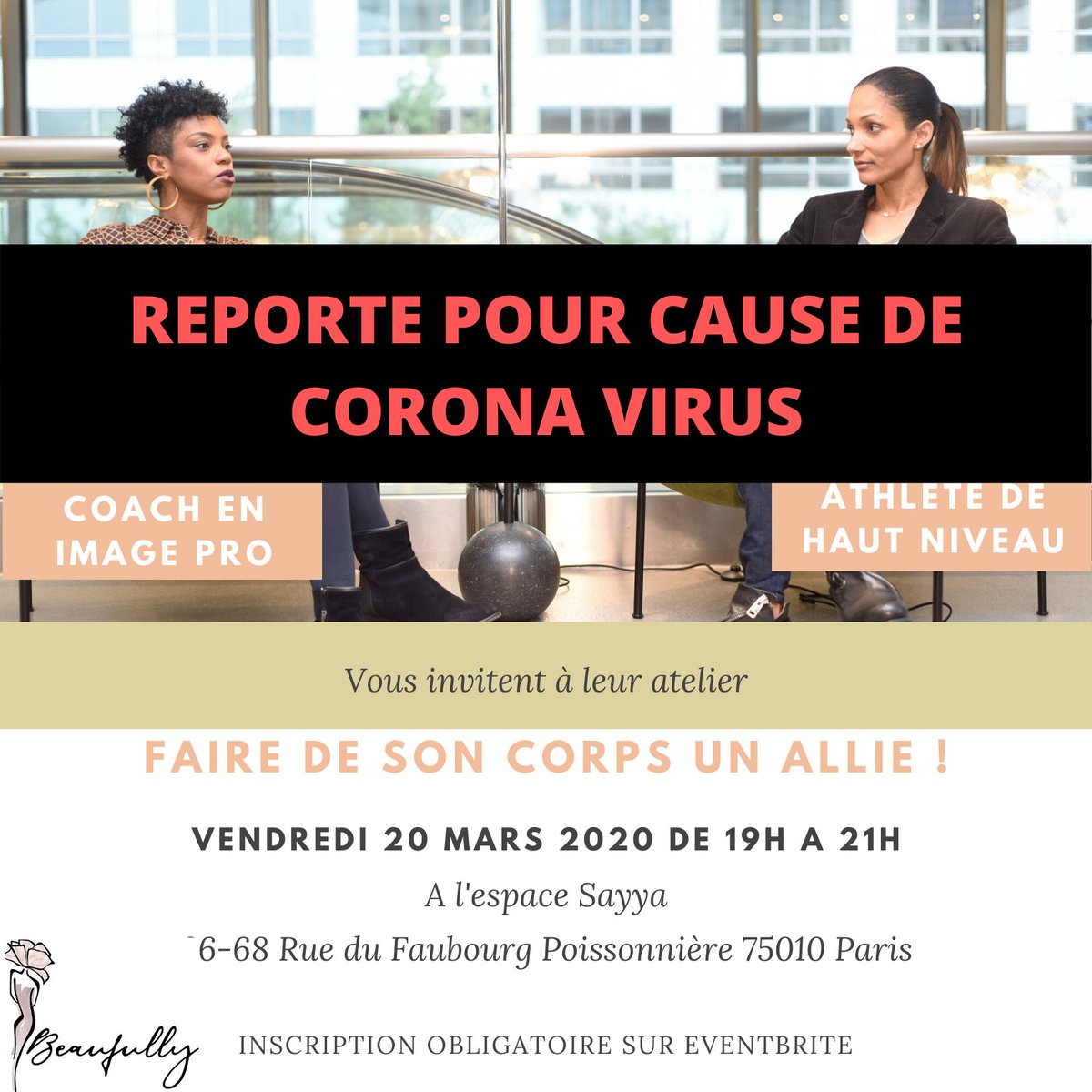 beaufully's tweet photo. Face à l’actualité et aux contraintes sanitaires imposées par l’état liées au Coronavirus, nous sommes contraints de reporter l'atelier pour une date ultérieure.

Restez connectés à la page de l'Agence Beaufully pour suivre notre actualité.

A très vite !

https://t.co/wZo5w5KVWq https://t.co/2ErAKaAlrM