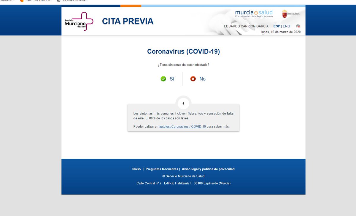 VOSTmurcia's tweet photo. ¿Sospechas tener #covid19 pero no crees que necesites atención médica urgente?

@Murciasalud pone en marcha la opción que te valore tu médico de cabecera al momento de pedir cita desde su plataforma https://t.co/tXHcxIeGR6

¡Recuerda mientras tanto mantener medidas de higiene! https://t.co/Gm5DaBnlI5