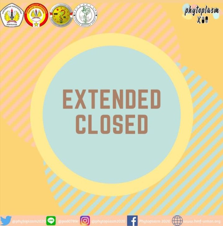 phytoplasmXII's tweet photo. 💥 REGISTRATION CLOSED 
Pendaftaran lomba PHYTOPLASM XII telah resmi ditutup, nantikan segera hasil penilaian karya, Kami tunggu kehadiran Anda di Universitas Tanjungpura Pontianak !! 🙋
Thanks for All the Fellow Participants🙏 Tetap semangattt untuk semuanya💪
🔥PHYTOPLASM XII🔥 https://t.co/EnBhI3FEkK