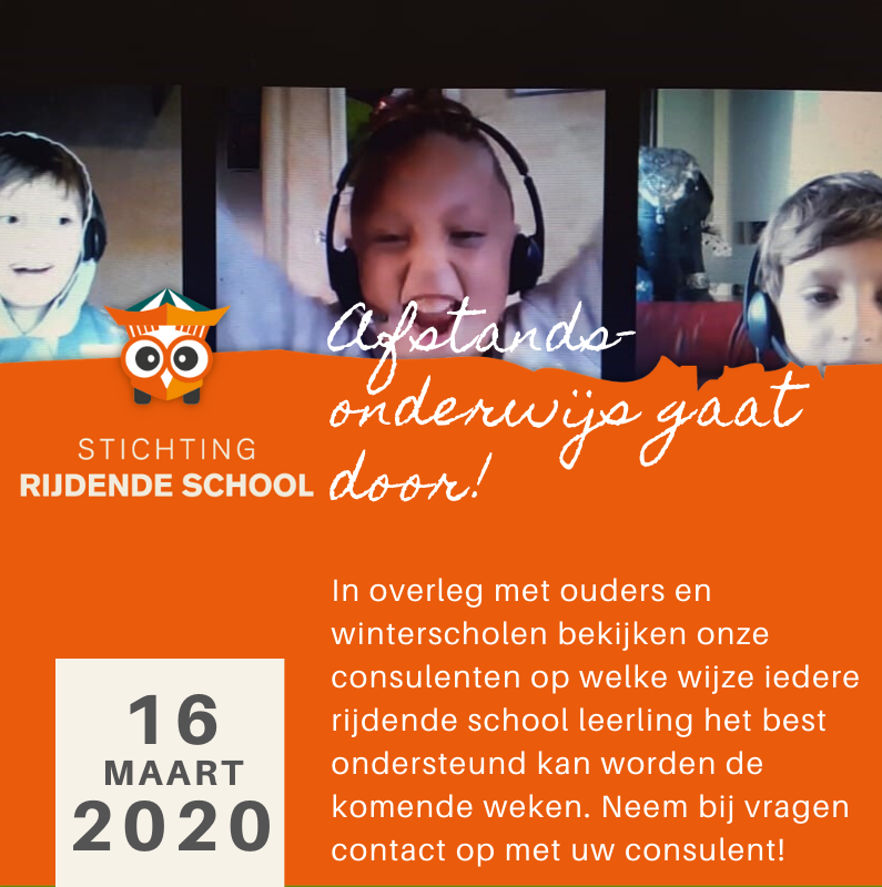#Onderwijs #onderwijsopafstand  <a href="/RijdendeSchool/">Stg. Rijdende School</a> zet expertise in.
facebook.com/rijdendeschool/