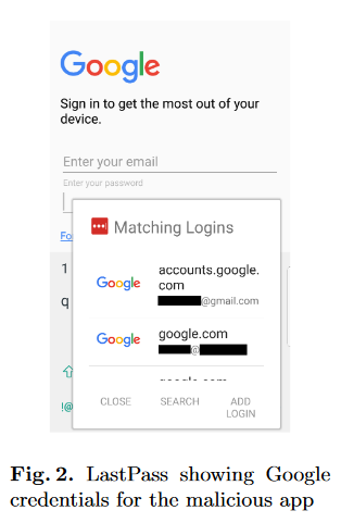 SiamakFS's tweet photo. In our work on the #security of 5 top password managers, @MikeyJonCarr and I found
- many reported vulnerabilities persisting 
- one new attack allowing a malicious app to steal another app's saved password
- 3 other issues 
Paper at @IFIP_SEC_2020
https://t.co/NQi81vo7iu https://t.co/a9b4h43XbO