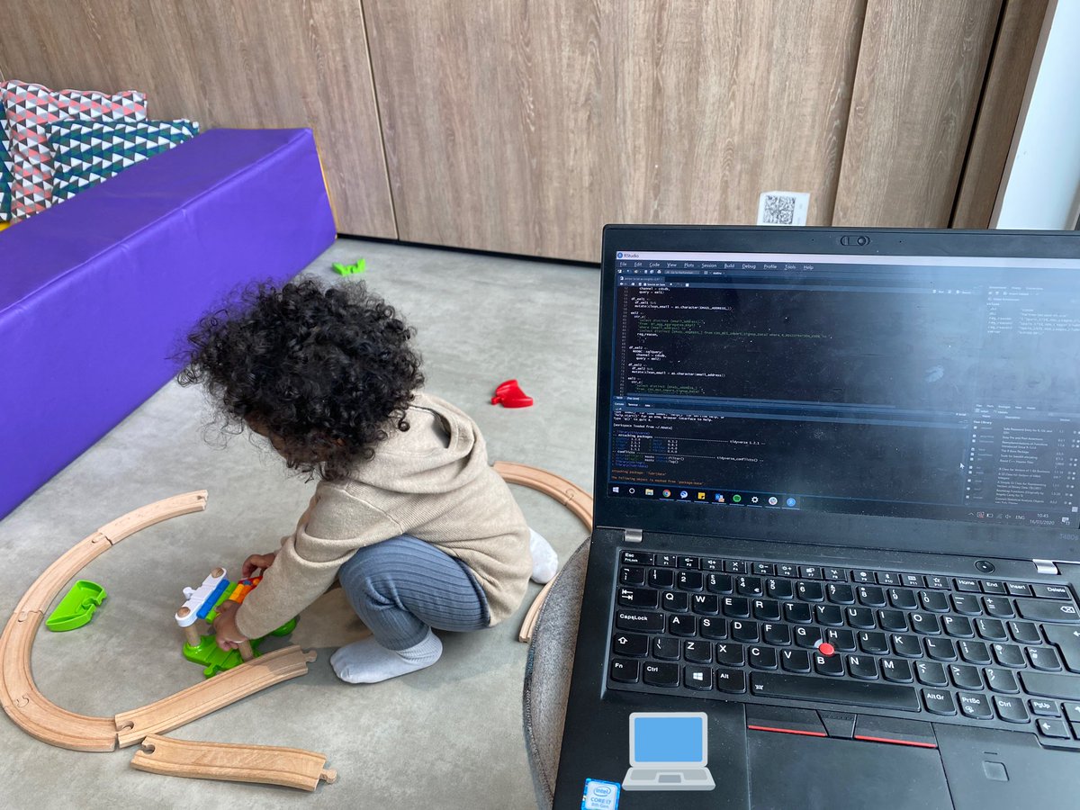 QaribbeanQuant's tweet photo. New office! Still working and extra time with my daughter! #WFH #coronavirus #DataScience #Rstats #DataDad https://t.co/My5ocd7kWB