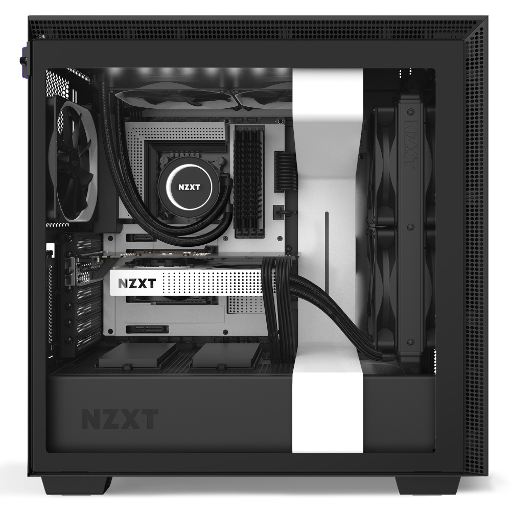 Nzxt Japan 最近は前面強化ガラスのh510 Eliteや そのベースになっているh510i とh510 が人気なので忘れられがちですが Nzxtのhシリーズと言えばこれ H710i とh710 です E Atxまで対応する広い内部には こんな風にcpu用とグラボ用にデュアル簡易