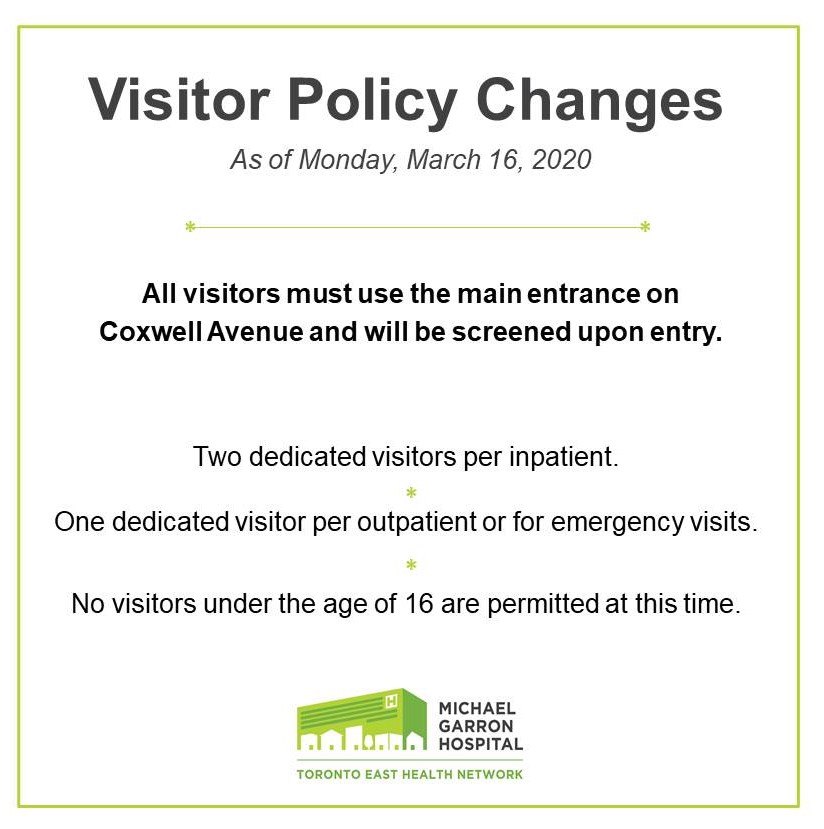 Are you visiting the hospital? Please see the following changes to our visitor policy.
