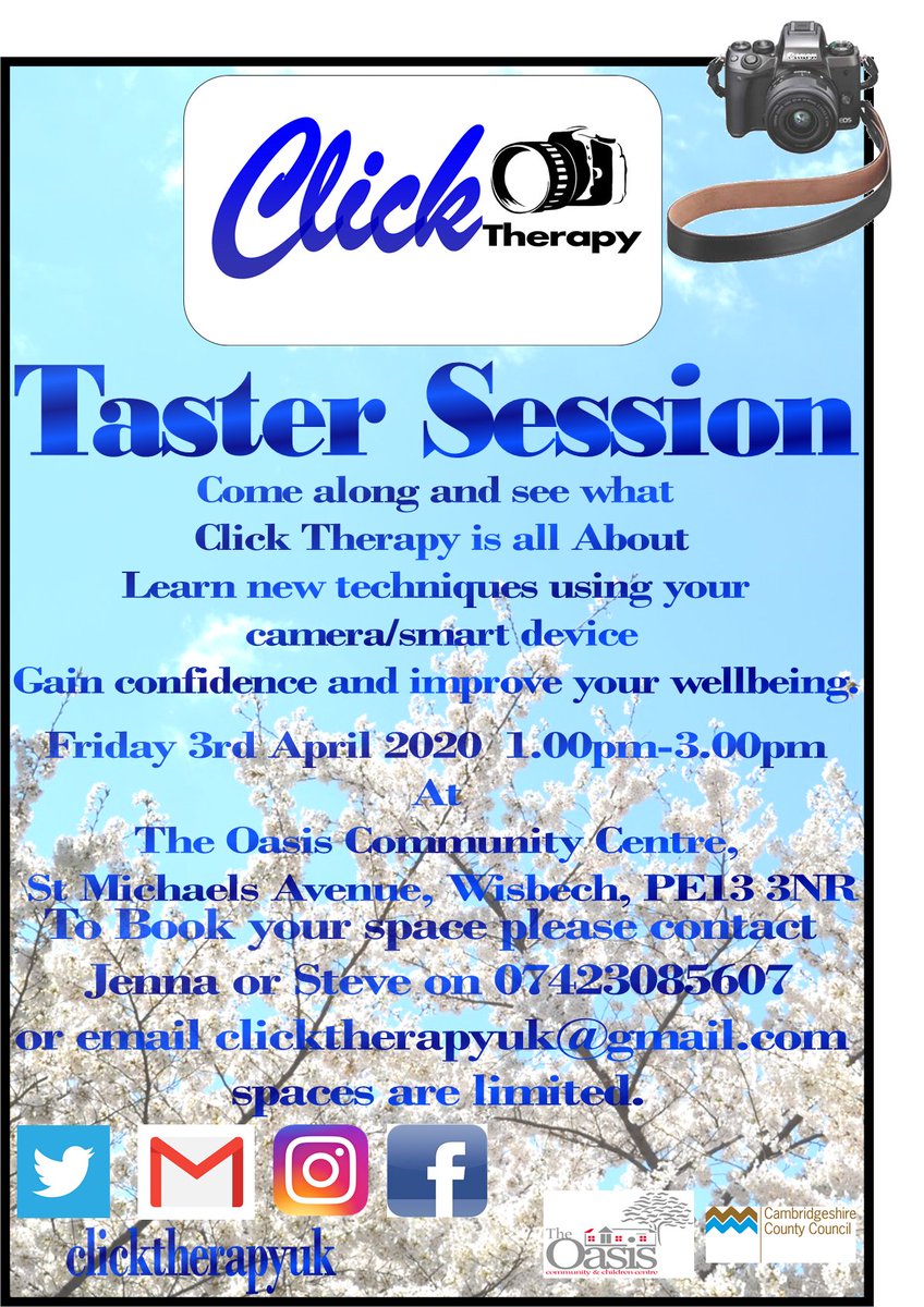 WisbechCouncil's tweet image. Friday 3 April at The Oasis Centre 

Wisbech Tweet Wisbech Standard Fenland Citizen #ClickTherapy