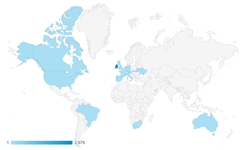 Interesting to see the locations of our students stuck away from home.   Still getting their Irishhomework.ie done this morning though.  Fair play to them and their teachers and parents.
