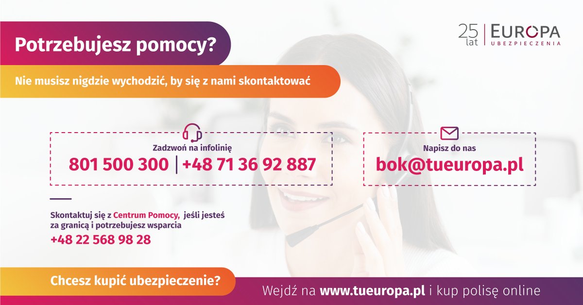 ❗️Mimo sytuacji nadzwyczajnej funkcjonujemy normalnie – wdrożyliśmy szereg działań, by zapewnić ciągłość działania firmy oraz obsługi Klientów. 
Jesteśmy do ich dyspozycji w kanałach zdalnych. Nie trzeba wychodzić z domu, by się z nami skontaktować lub kupić #ubezpieczenie