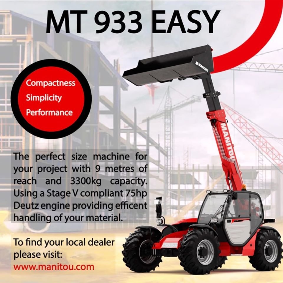 MT 933 EASY

Ideal for masonry work, roofing, or for any site requiring a compact machine whilst maintaining a powerful load charge.

✅ Quality Components
✅ Robust and reliable chassis
✅ Rough terrain capability
✅ Short turning radius

#construction #telehandler #Manitou