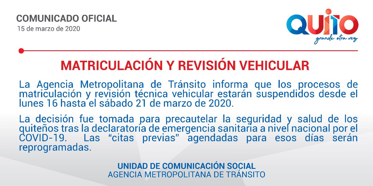 Amt Quito On Twitter Buenos Dias Frente A La Declaratoria De