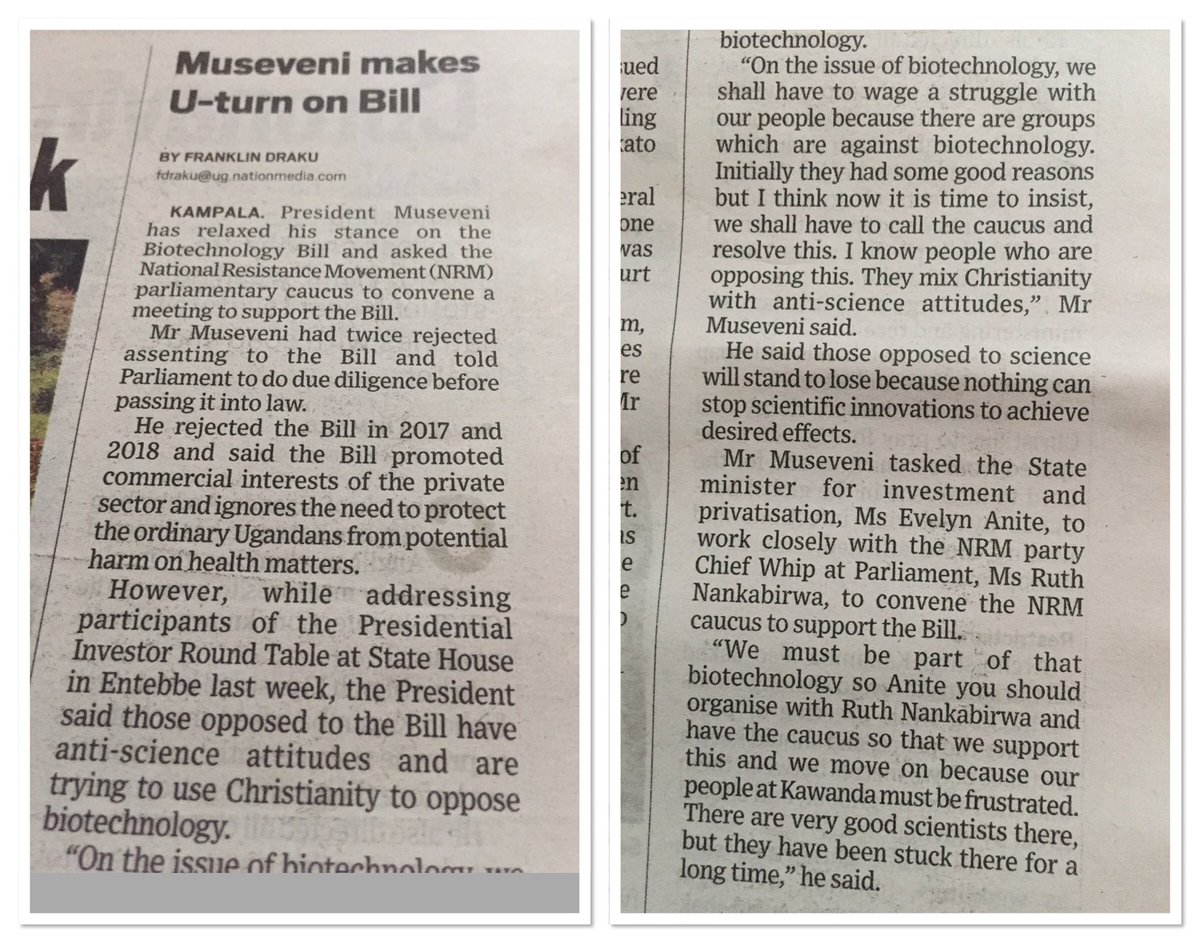 “Those opposed to science will stand to lose because nothing can stop scientific innovations to achieve desired effects”, President Museveni remarks at a Presidential round table. You can’t sacrifice science on the altar of rational ignorance.