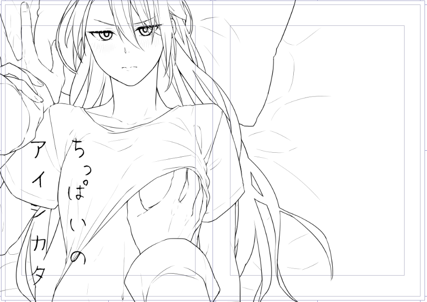 にゃちょ♀表紙線画。長髪の違和感が慣れない... 