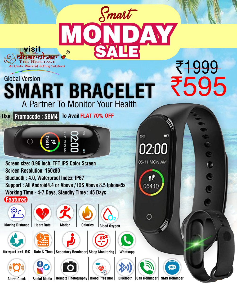 #smartmondaysale #smartbracelet #monitoryourhealth #healthband #health #heartrate #life #smartwristband #yourhealth #goodhealth