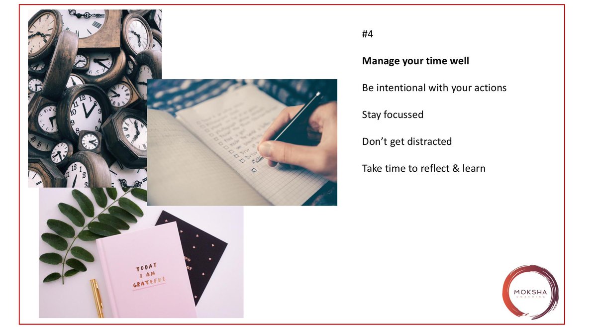 Moksha’s Top Tips to Building  Your Business in 2020 : Top Tip 4 - Manage your time well.
Be intentional with your actions, stay focussed and don’t get distracted
Find out more about Moksha Coaching here zcu.io/RQkC 
#moksha #toptips #sme #biztips
