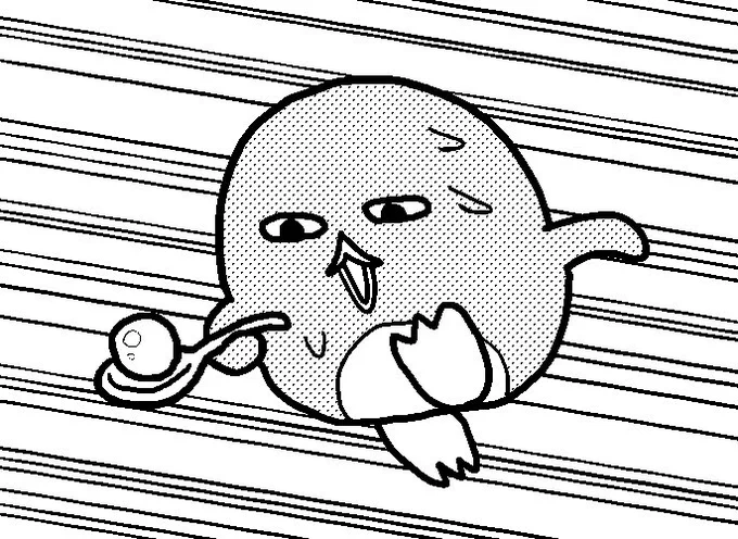 スプーンに球のせて爆走するよくわからないあの競技をやるペンギン #ペンとハウス #ほぼ一日一ペン 
