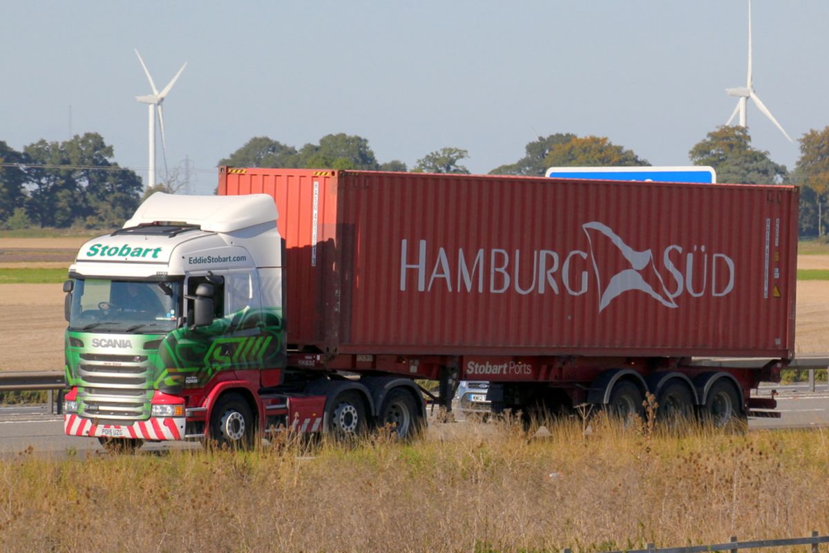 Welcome to this weeks #AlphabetMonday letter J. Janet Elaine is a Scania R450 and is pictured here hitched to a skeletal trailer. Registration PO15 UZG. Fleet Number H2400. Depot Wakefield.