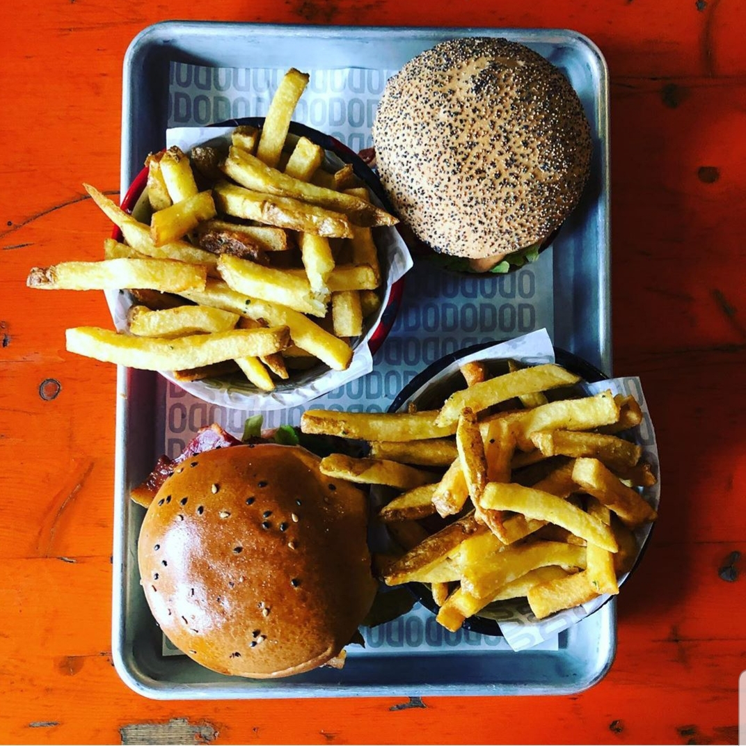 Burger Monday burgers courtesy of @lutherloves_food including one gluten free bad boy 😍🔥 The Dodo and the Mushroom Man both five quid today and every Monday!!⁠
#cheltenham #cotswolds #burgermonday #foodporn #food