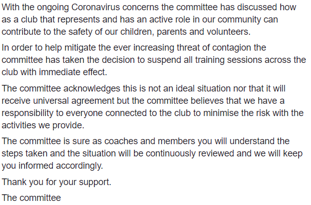 ‼️ URGENT TRAINING NOTICE ‼️

Due to the current COVID-19 pandemic, after taking into consideration the safety of all our club members and their families, the indoor nets will be postponed until further notice.