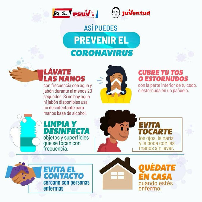 APCJPSUVBOLIVAR's tweet photo. El llamado es a cumplir con disciplina social las medidas preventivas sanitarias implementadas a nivel nacional para enfrentar el COVID-19. En unidad, con conciencia y en coordinación con la OMS lograremos evitar la propagación.
@JuventudPSUV 
@JuventudPsuvB https://t.co/XnS5VMMmqE