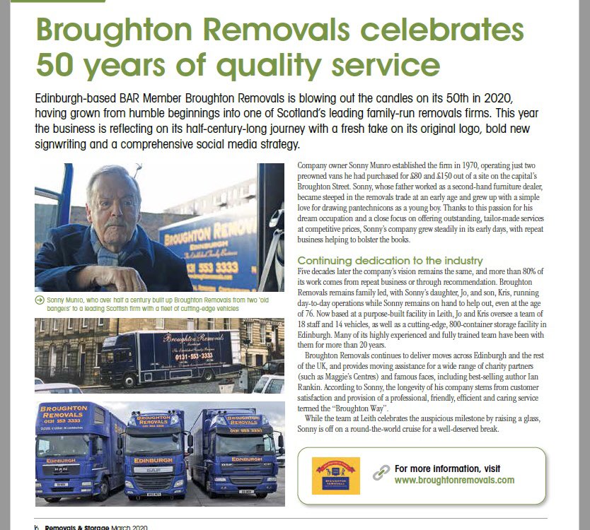 Broughtons1970's tweet photo. 📝 Thank you @BARremovers for featuring our 5️⃣0️⃣th in their latest magazine edition! 👍 #broughtonat50 https://t.co/NtNXWOEjTC