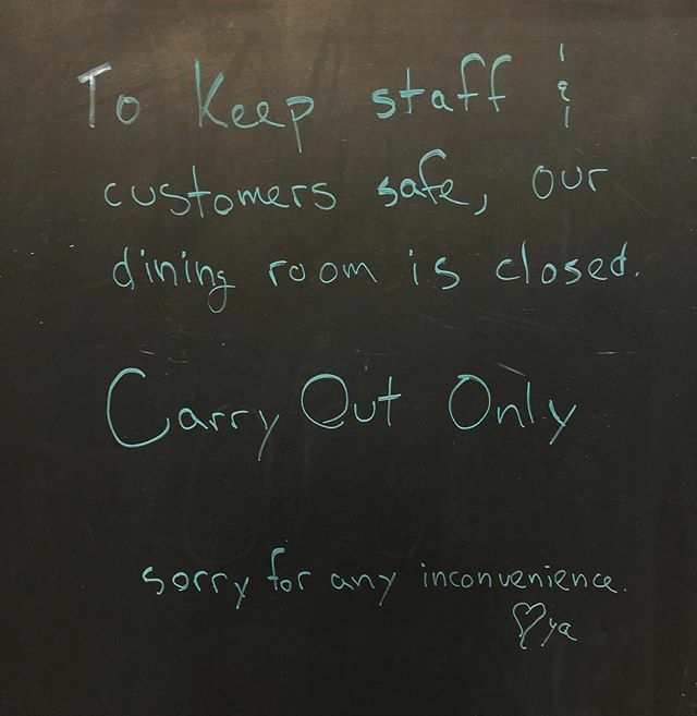 To keep ourselves and our customers safe and healthy, we have made the impossibly difficult decision to close our dining room until further notice. We ARE still doing carry out and curbside pickup orders tho and stay tuned for a list of provisions you ca… ift.tt/3d8FqIL