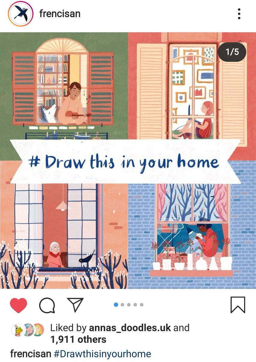 - Check out the positive drawing challenge on  @Frenci_San's Instagram  #DrawThisInYourHome Anyone can take part (don't have to be a professional artist), draw your own version of this and use the hashtag. https://www.instagram.com/p/B9w5_y1HJBH/?igshid=18v37soh7mkro