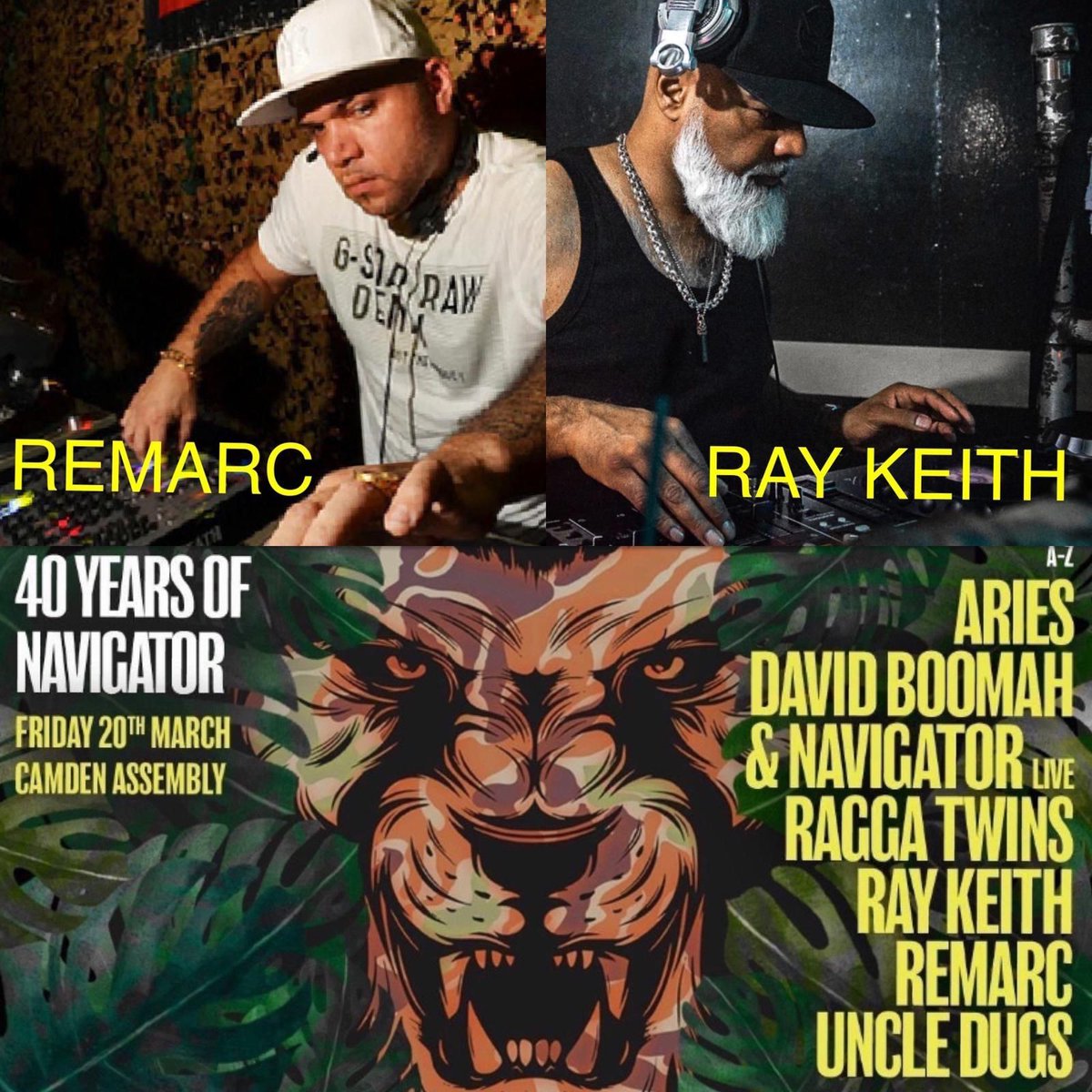 Navi4Real's tweet image. 4 days to go ⏰ ⏰ 
40yrs of Navigator🚀
30yrs of @DavidBoomah👏🏽
•FIRST AMONG EQUALZ•Launch + @RaggaTwinz @RaggaTwinzz
@RayKeith1 @Remarc_Junglis
@UncleDugs + @AriesUK

Friday March 20th 
@CamdenAssembly 
tkts👉🏽 buff.ly/31jvxCp

#Shellings💥💥
#LiveJungle 🦁🌴