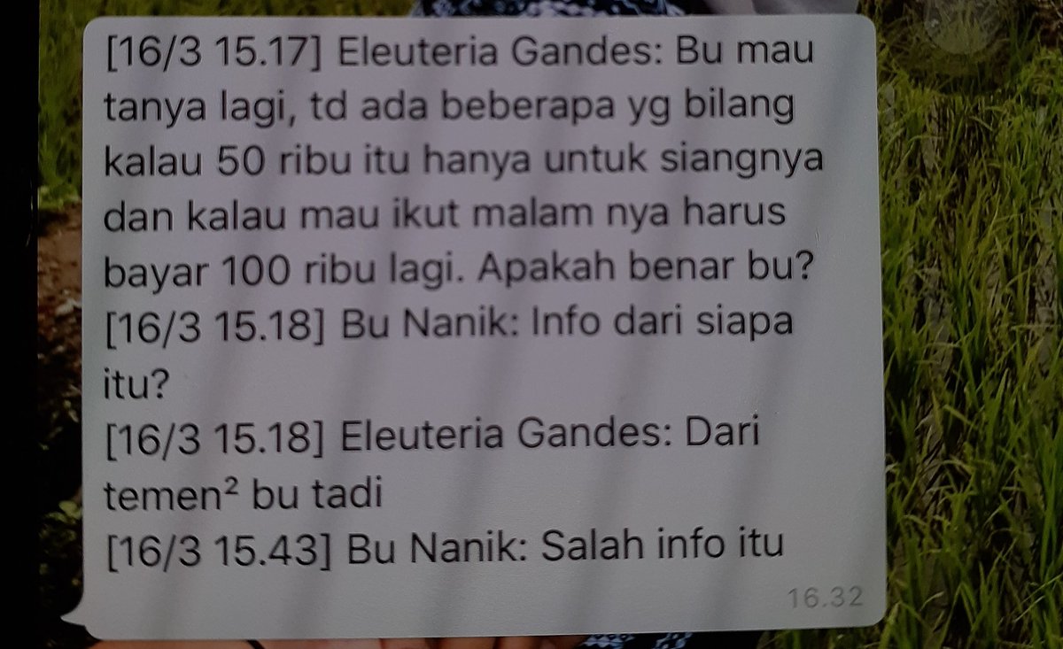Info dari bu Nanik terkait Lustrum tiket siang 50rb dan malam 100rb tidak betul ya teman-teman😁 tp masih kurang ngeh 50rb itu bisa utk siang &amp; malam atau hanya salah satu.