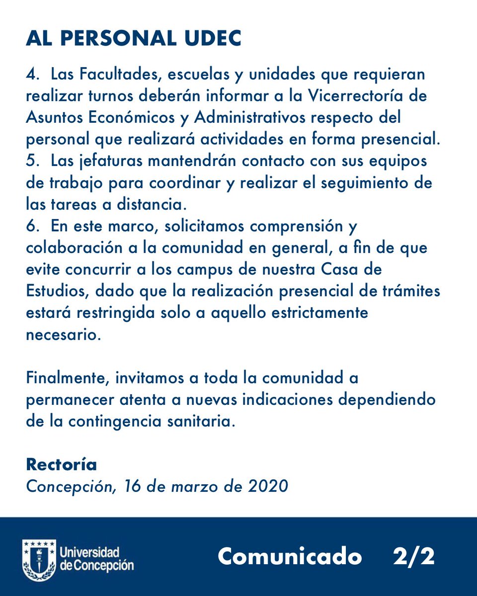 #ComunicadosUdeC: Informamos a la comunidad el establecimiento de la modalidad de teletrabajo para el personal académico y administrativo #UdeC