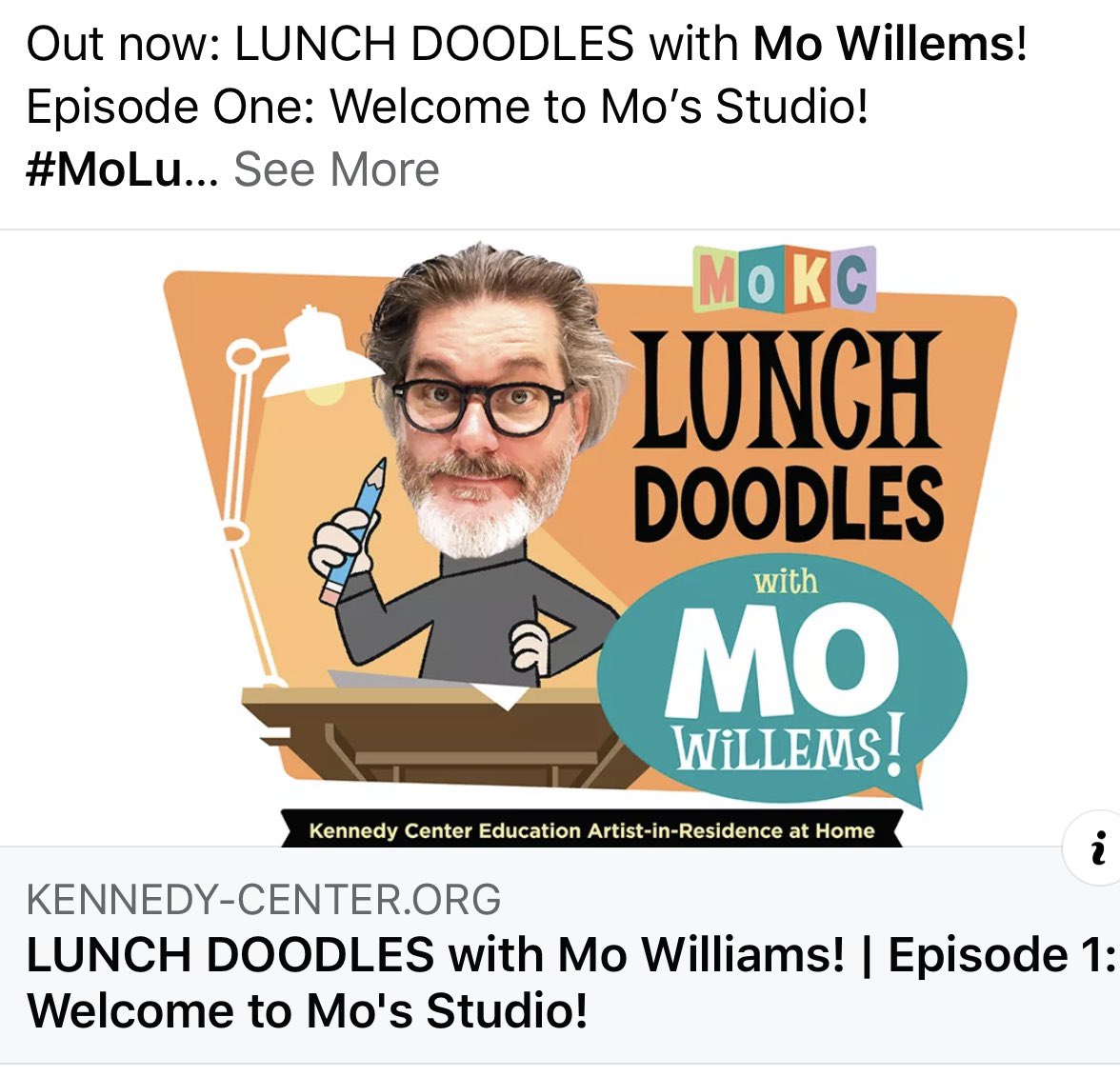 We love Mo’s Pigeon, Elephant and Piggie so why not do a lunch doodle with him? #wearelamphere #hillerwildcats                            kennedy-center.org/mowillems