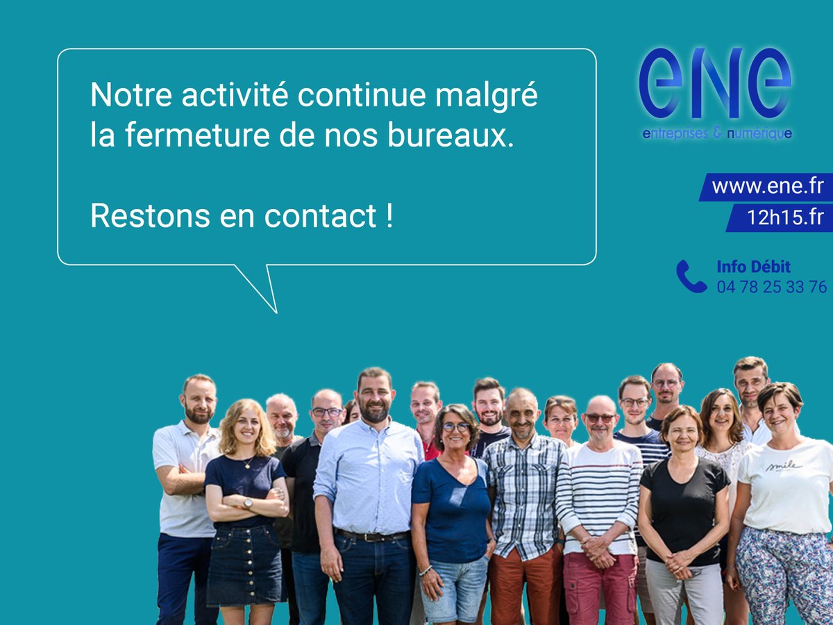 Nos locaux ne sont plus accessibles mais l’ENE reste ouvert.
Tous les conseillers de l’ENE sont joignables sur leur numéro de téléphone.

📅 Plusieurs webinaires sont programmés ces prochains jours. Voir l’agenda : bit.ly/39W7XPE