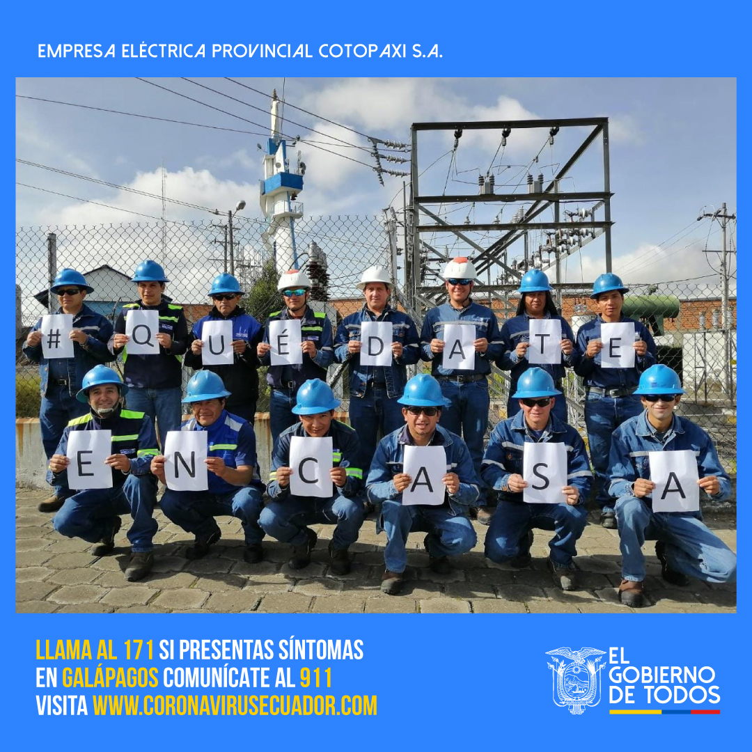 Todas las medidas tomadas frente al #Covid19ec son para protegerte del contagio. #QuédateEnCasa y ayuda a que los demás también lo hagan.
¡Cuida a los demás como te cuidas a ti mismo!
#EnergíaParaElDesarrollo
