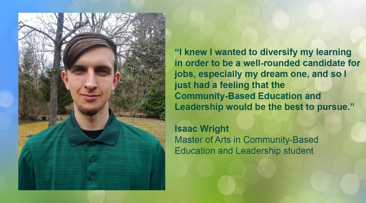 Isaac Wright chose to pursue a Master's in Community-Based Education and Leadership in order to achieve his goal of working as a National Park Service Ranger. Read more about how he plans to get there: bit.ly/2TRUMcK