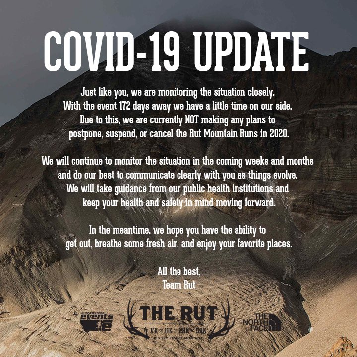 COVID-19 update for The Rut Mountain Runs in 2020. #runtherut