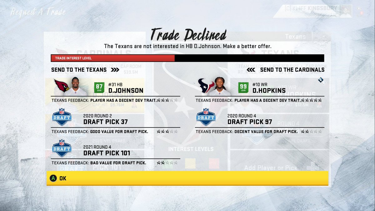 even madden didn't accept the deandre hopkins trade