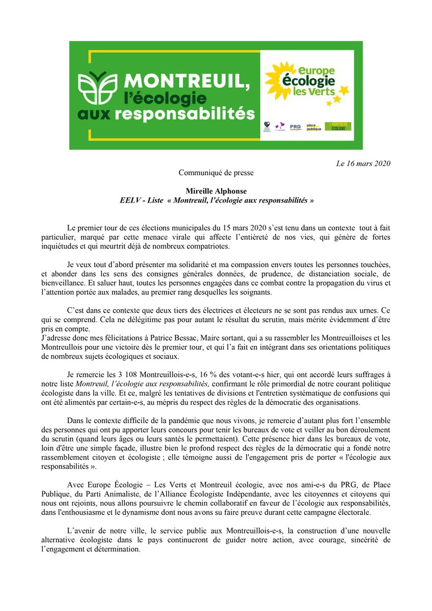 Montreuil, l'écologie aux responsabilités ! (@ecoloresp2020) on Twitter photo 📢 communiqué de presse #Municipales2020 à #Montreuil 📢
<a href="/MirAlphonse/">Mireille Alphonse 🇺🇦</a> : "Nous allons poursuivre le chemin collaboratif en faveur de l’écologie aux responsabilités,
dans l'enthousiasme et le dynamisme" 💚
montreuilecologie2020.fr/index.php/2020… 📢 communiqué de presse #Municipales2020 à #Montreuil 📢
<a href="/MirAlphonse/">Mireille Alphonse 🇺🇦</a> : "Nous allons poursuivre le chemin collaboratif en faveur de l’écologie aux responsabilités,
dans l'enthousiasme et le dynamisme" 💚
montreuilecologie2020.fr/index.php/2020…