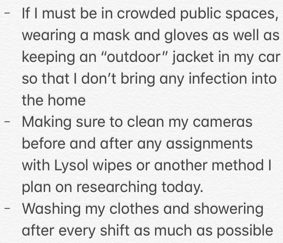 As I said before, photojournalists can’t work from home. 

I thought I’d share some best practices I’ll be implementing to keep myself safe while covering stories.

Thankful for my amazing <a href="/sfchronicle/">San Francisco Chronicle</a> colleagues who are working hard to bring you the latest #Coronavirus updates