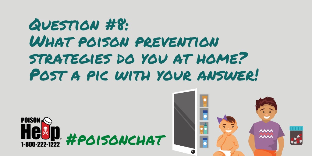IndianaPoison's tweet photo. Q8. What are some poison prevention strategies you can do at home to prevent poisonings? Bonus add a picture! #poisonchat https://t.co/lxGuPVUOiz